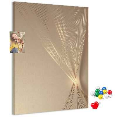 Wall cork memo board Delicate lines on a background in shades of beige