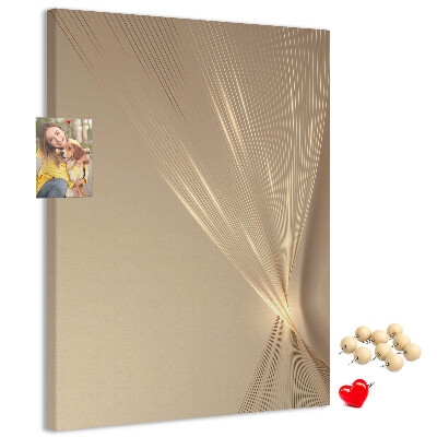 Wall cork memo board Delicate lines on a background in shades of beige