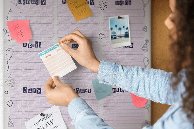 Memo cork board Birthday calendar with colorful balloons