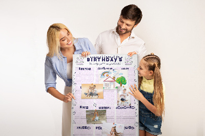 Memo cork board Birthday calendar with colorful balloons
