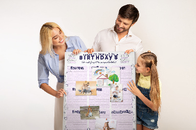 Memo cork board Birthday calendar with colorful balloons