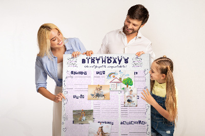 Memo cork board Birthday calendar with colorful balloons