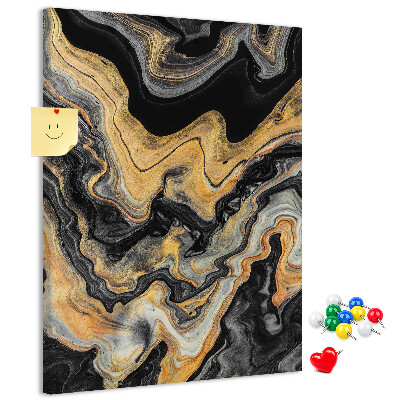 Pin board Gold and black abstract marble waves