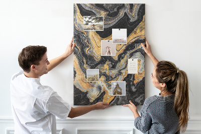 Pin board Gold and black abstract marble waves