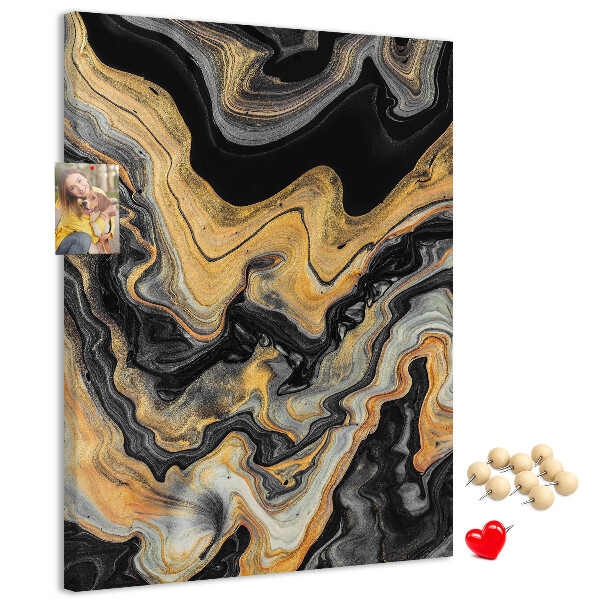 Pin board Gold and black abstract marble waves