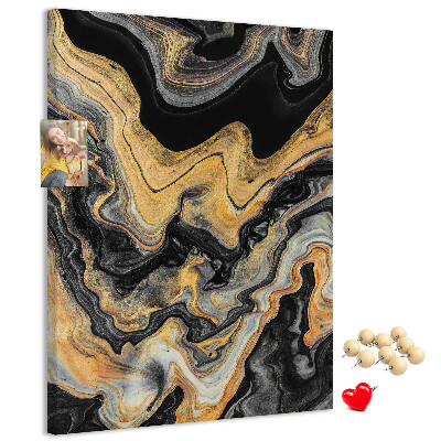 Pin board Gold and black abstract marble waves