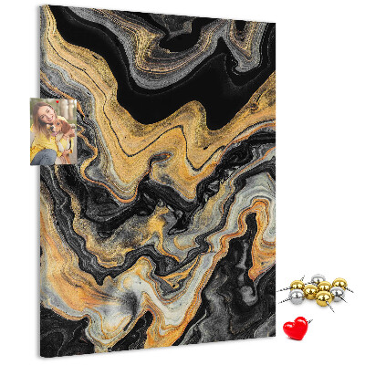 Pin board Gold and black abstract marble waves