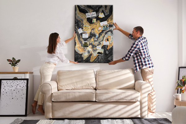 Pin board Gold and black abstract marble waves