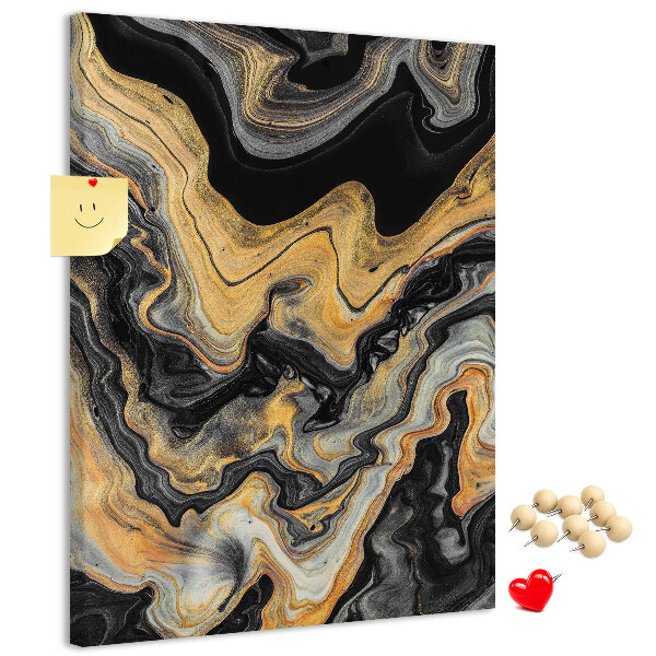 Pin board Gold and black abstract marble waves