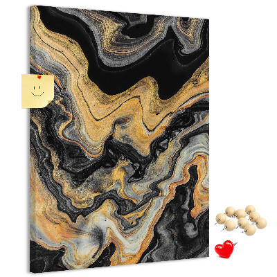 Pin board Gold and black abstract marble waves