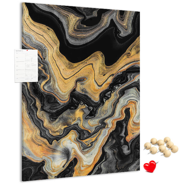 Pin board Gold and black abstract marble waves