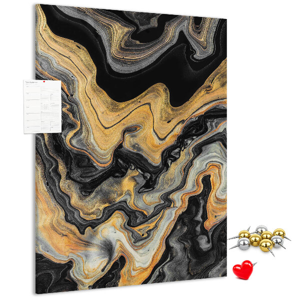 Pin board Gold and black abstract marble waves