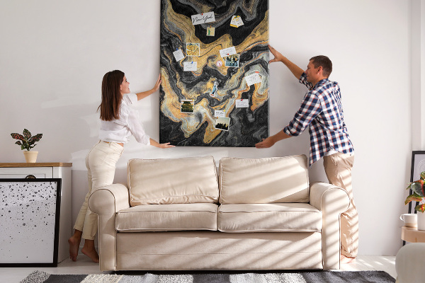 Pin board Gold and black abstract marble waves