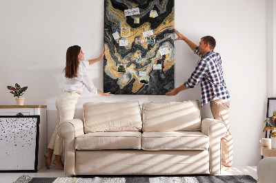 Pin board Gold and black abstract marble waves
