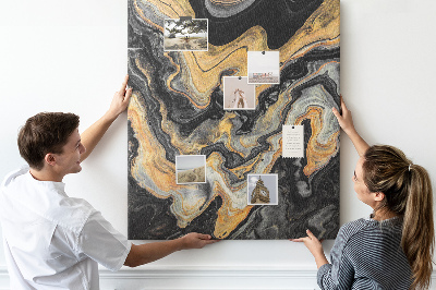 Pin board Gold and black abstract marble waves