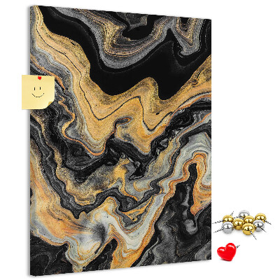 Pin board Gold and black abstract marble waves