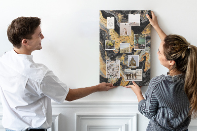 Pin board Gold and black abstract marble waves