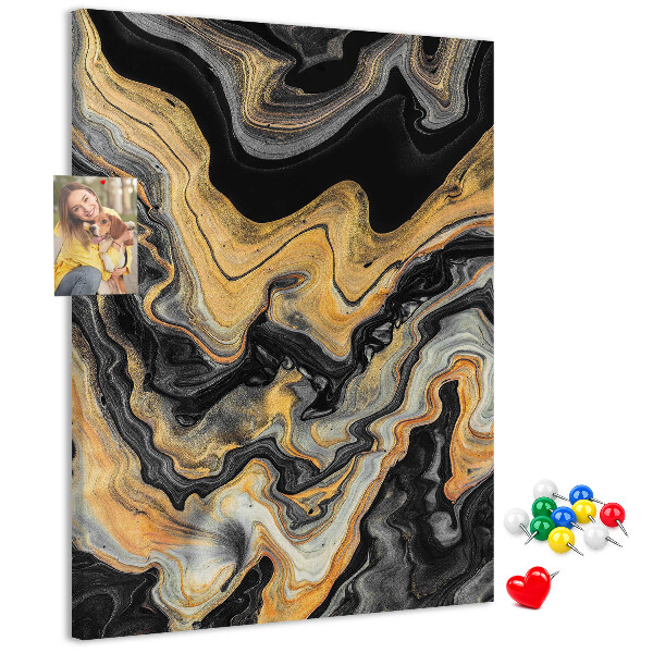 Pin board Gold and black abstract marble waves