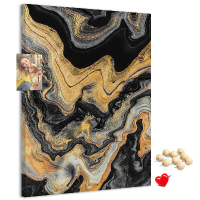 Pin board Gold and black abstract marble waves