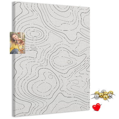 Wall cork memo board Abstract lines and waves on the background