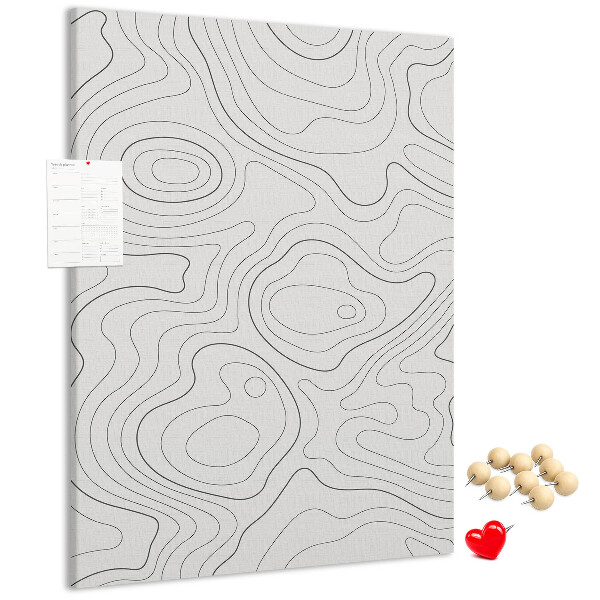 Wall cork memo board Abstract lines and waves on the background