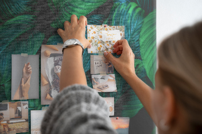 Memo cork board Tropical leaves in shades of green