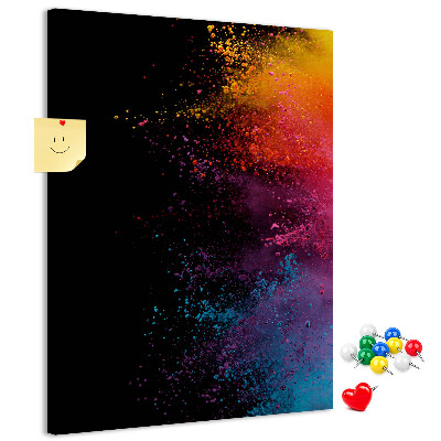 Cork notice board Colorful explosions on a black background
