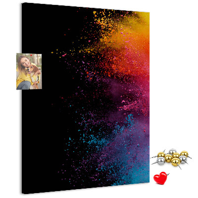 Cork notice board Colorful explosions on a black background