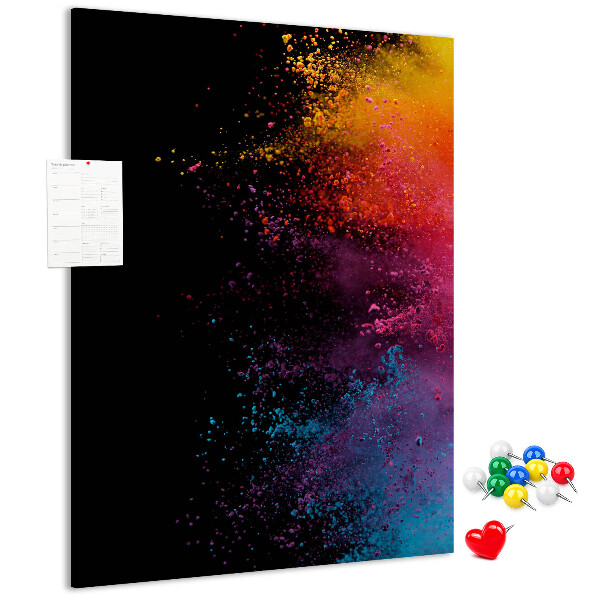 Cork notice board Colorful explosions on a black background