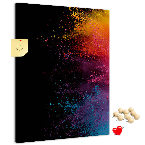Cork notice board Colorful explosions on a black background