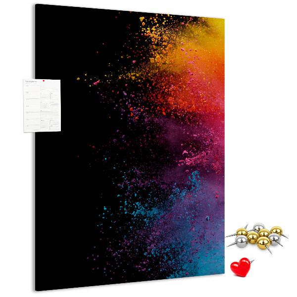 Cork notice board Colorful explosions on a black background