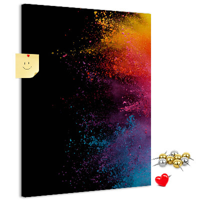 Cork notice board Colorful explosions on a black background