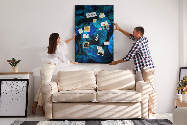 Pin board Night leaves in shades of blue