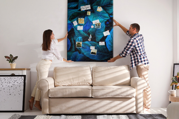 Pin board Night leaves in shades of blue