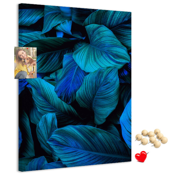 Pin board Night leaves in shades of blue
