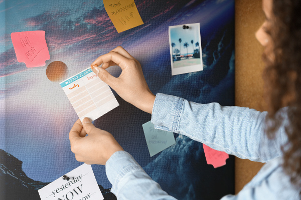 Wall cork memo board Space landscape with planets and clouds