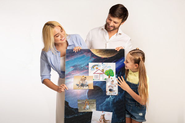 Wall cork memo board Space landscape with planets and clouds