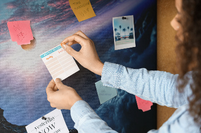 Wall cork memo board Space landscape with planets and clouds