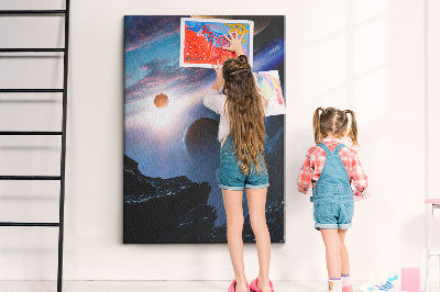 Wall cork memo board Space landscape with planets and clouds