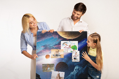 Wall cork memo board Space landscape with planets and clouds