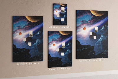 Wall cork memo board Space landscape with planets and clouds
