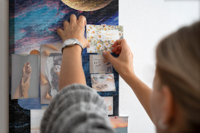 Wall cork memo board Space landscape with planets and clouds