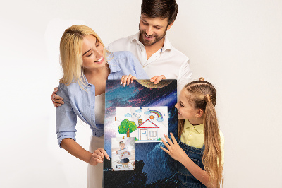 Wall cork memo board Space landscape with planets and clouds