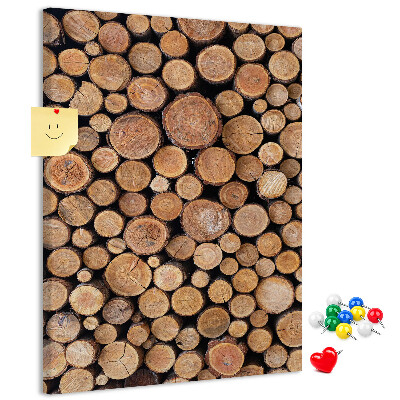 Memo cork board Natural wood in round cross-sections