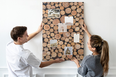 Memo cork board Natural wood in round cross-sections