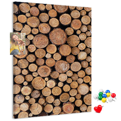 Memo cork board Natural wood in round cross-sections