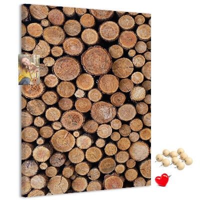 Memo cork board Natural wood in round cross-sections