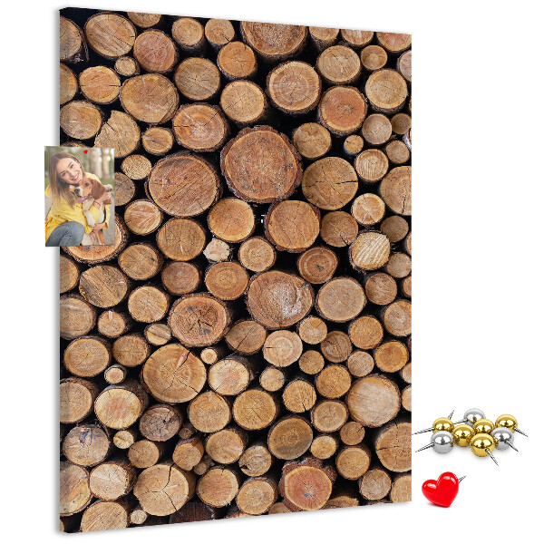 Memo cork board Natural wood in round cross-sections