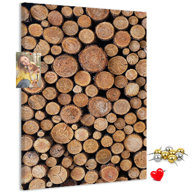 Memo cork board Natural wood in round cross-sections