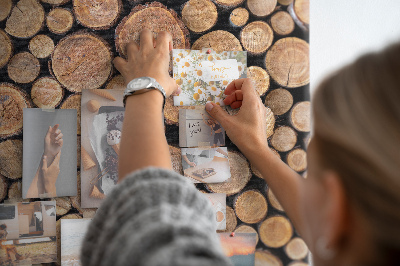 Memo cork board Natural wood in round cross-sections